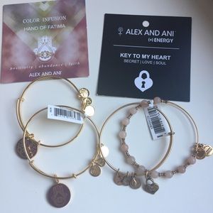 4 Alex & Ani Hand of Fatima & Key to my heart NWT